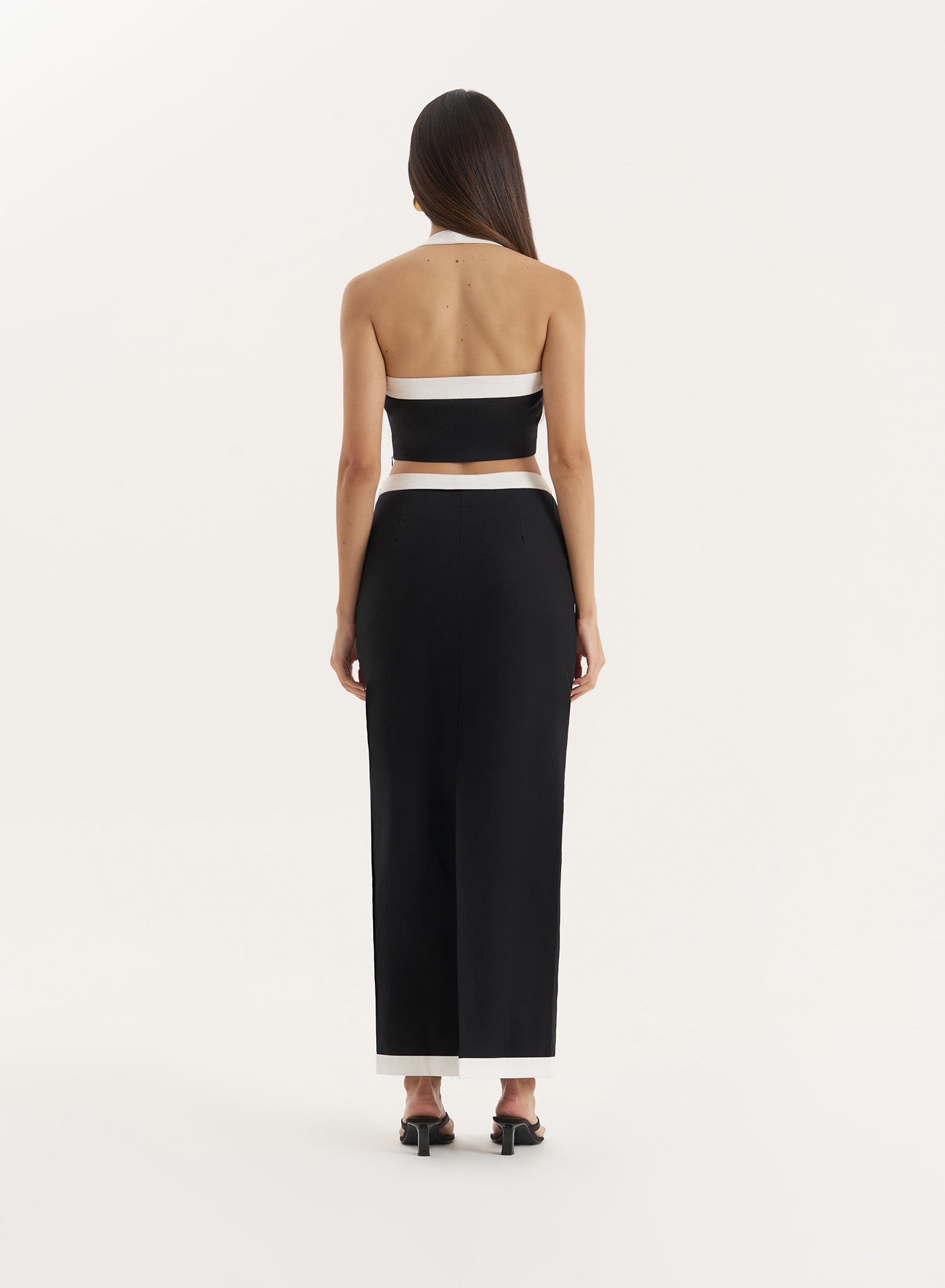 Black Contrast Trim Crop Top